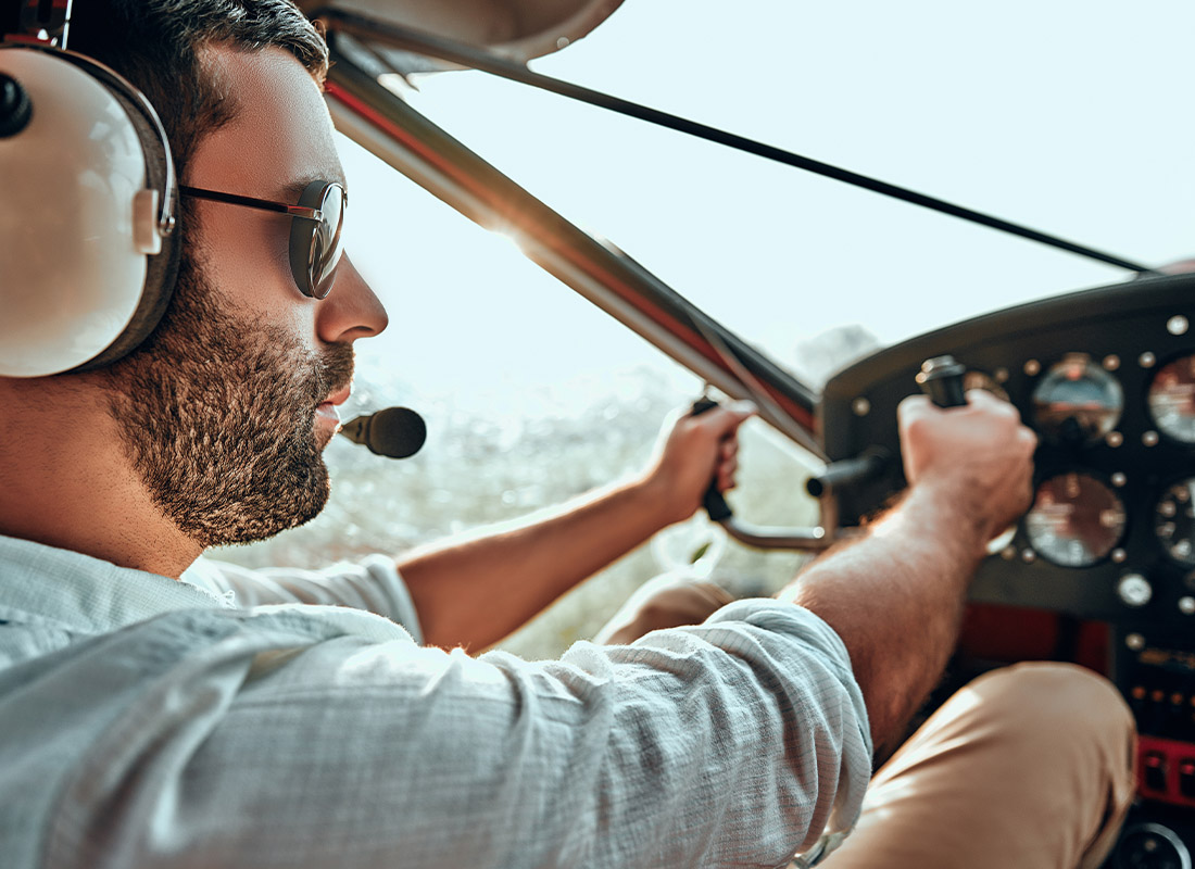 COPA VIP Bronze - Closeup of Pilot in Small Cockpit Getting Ready for Take Off